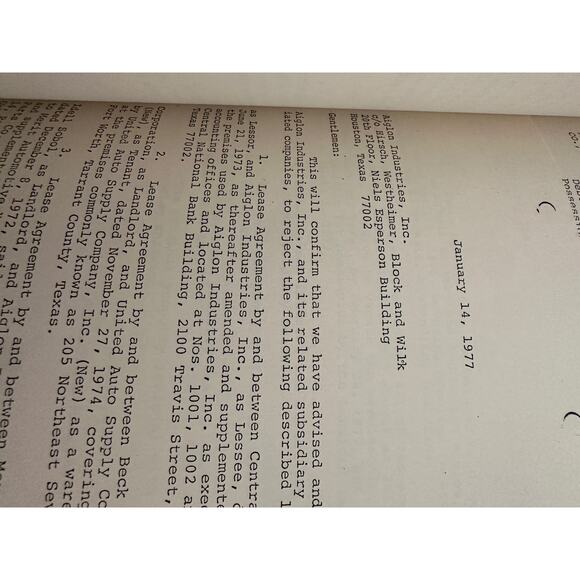 Aiglon Industries, Inc ET AL chapter XI Arrangement Proceedings NOS 76-HS-494, - Picture 2 of 13